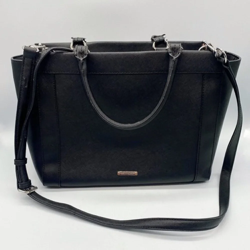 REBECCA Minkoff black textured leather crossbody satchel bag